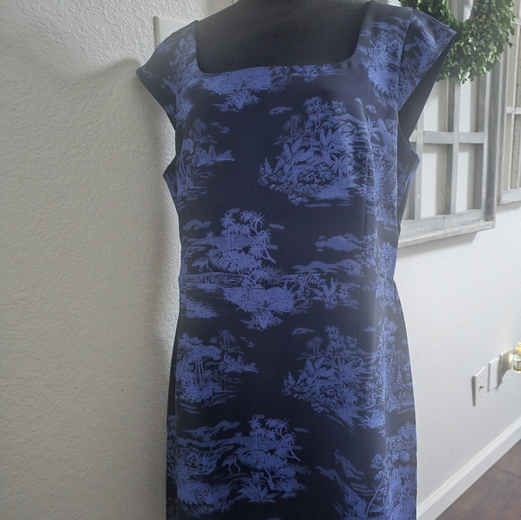 Ann Taylor NWT Floral Cap Sleeve Square Neck Sheath Dress Sz 14 - Picture 4 of 15